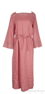 Norlia Pink Linen Midi Dress