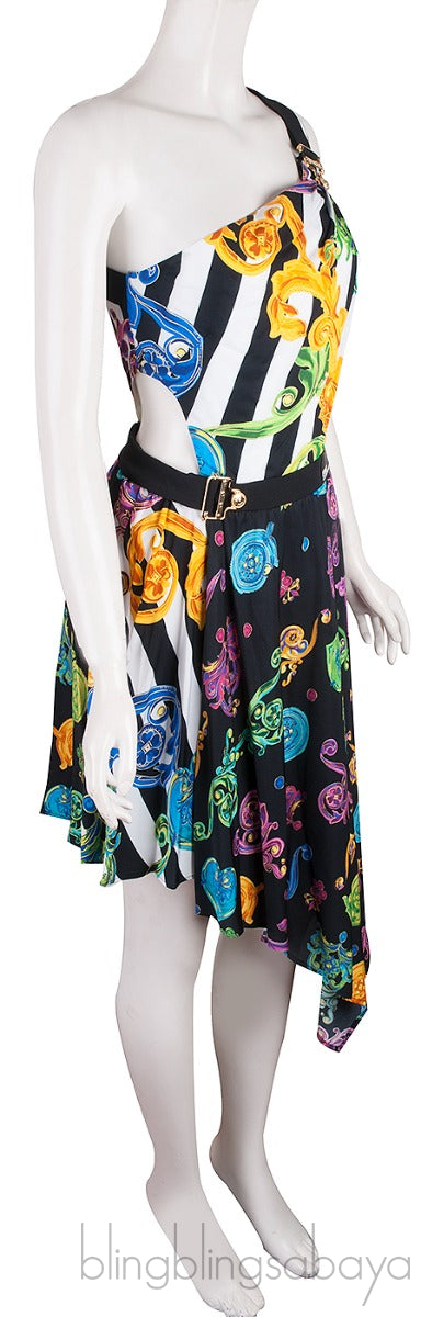 Printed One Shoulder Mini Dress