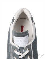 Prada Greenish Grey Sport Suede Wedge Sneakers