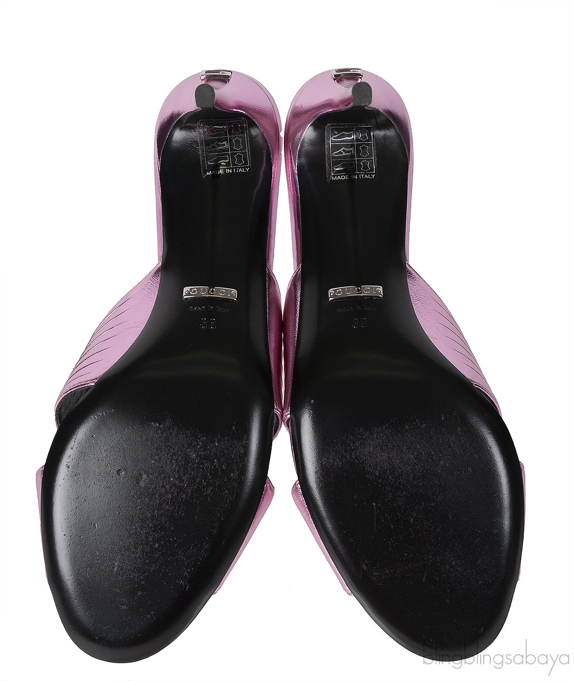 Gucci Criss-cross Metallic Pink Sandals
