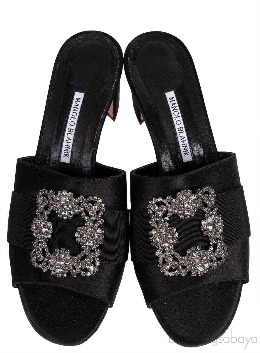 Martamod Black Satin Mules