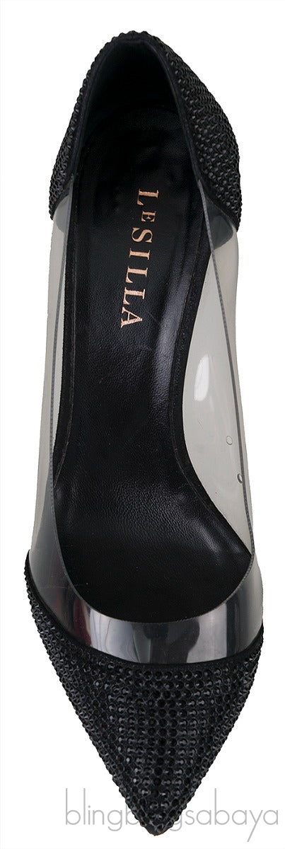 Black Crystal PVC Heels