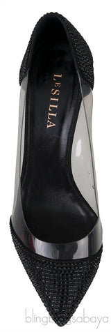 Black Crystal PVC Heels