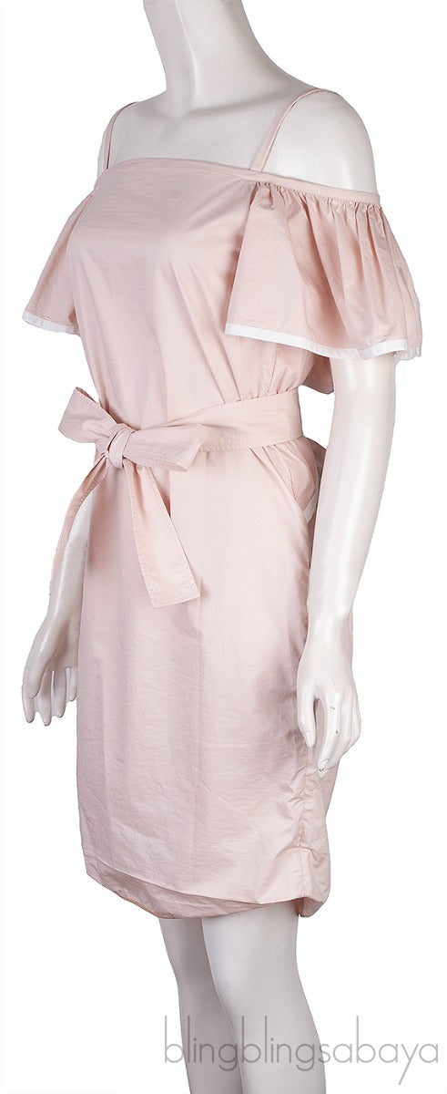 Bliss Pink Off-shoulder Belted Mini Dress