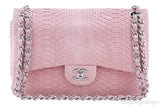 Classic Jumbo Pink Python Flap Bag