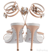 Rene Caovilla Bi-color Floral Applique Sandals