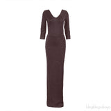 Wolford Burgundy Metallic Bodysuit & Maxi Skirt