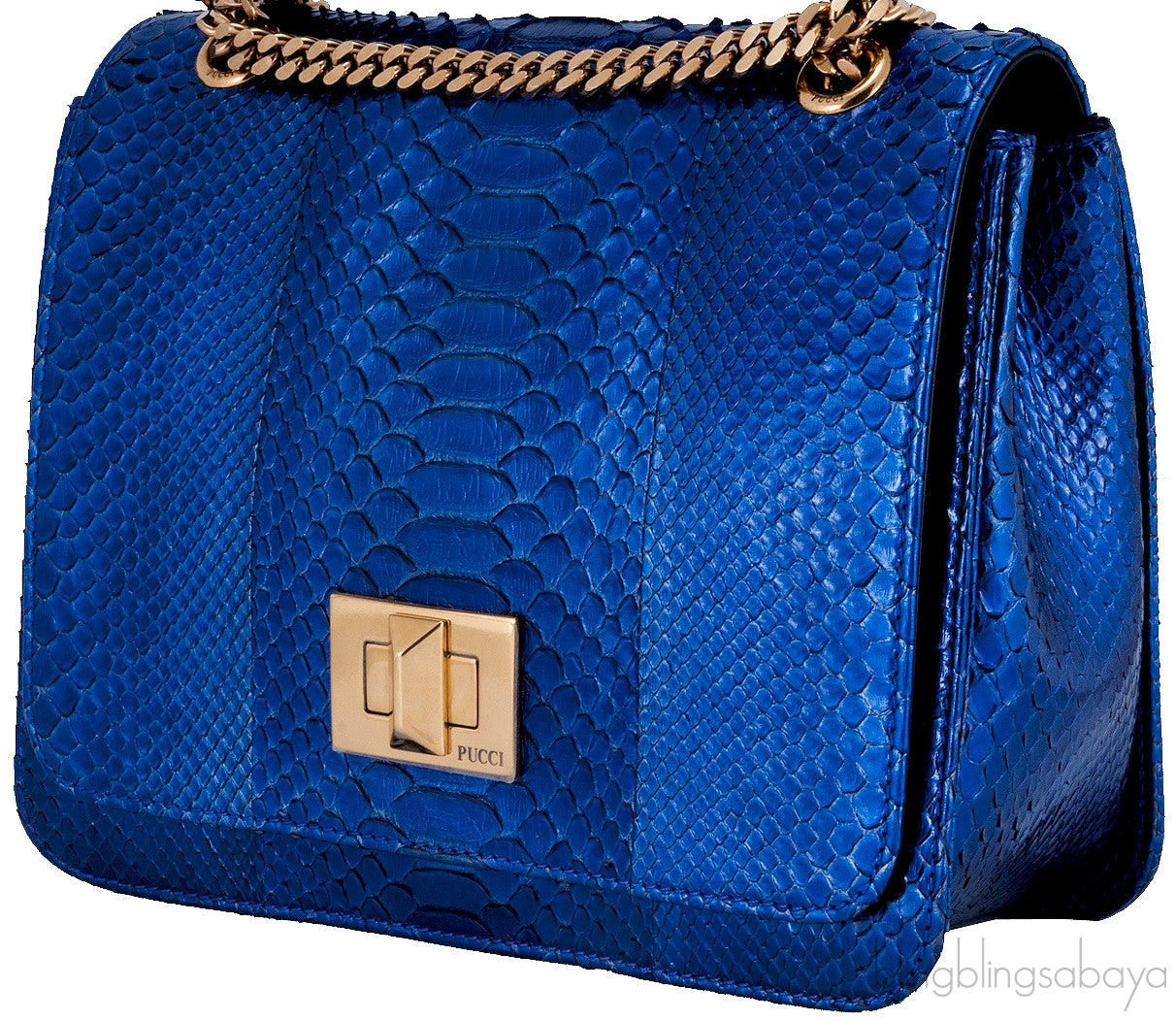 Blue Python Square Shoulder Bag