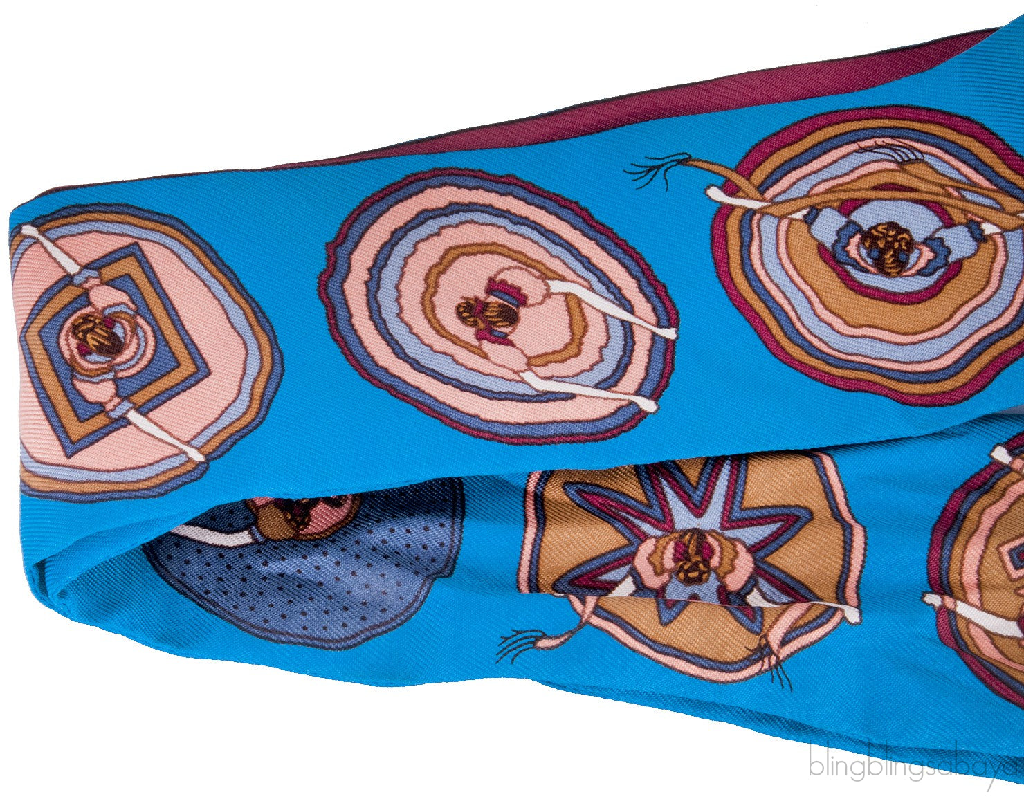 Blue Multicolor Printed Twilly