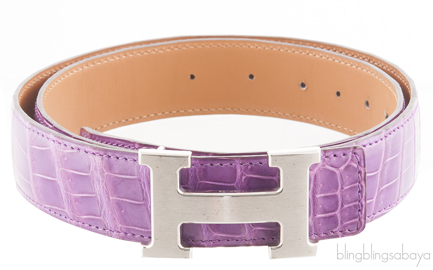 H Belt Amethyst Crocodile