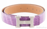 H Belt Amethyst Crocodile