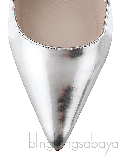 Coco Crystal Silver Metallic Heels