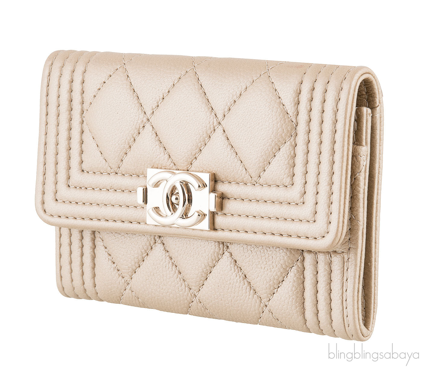 Gold Quilted Card Holder