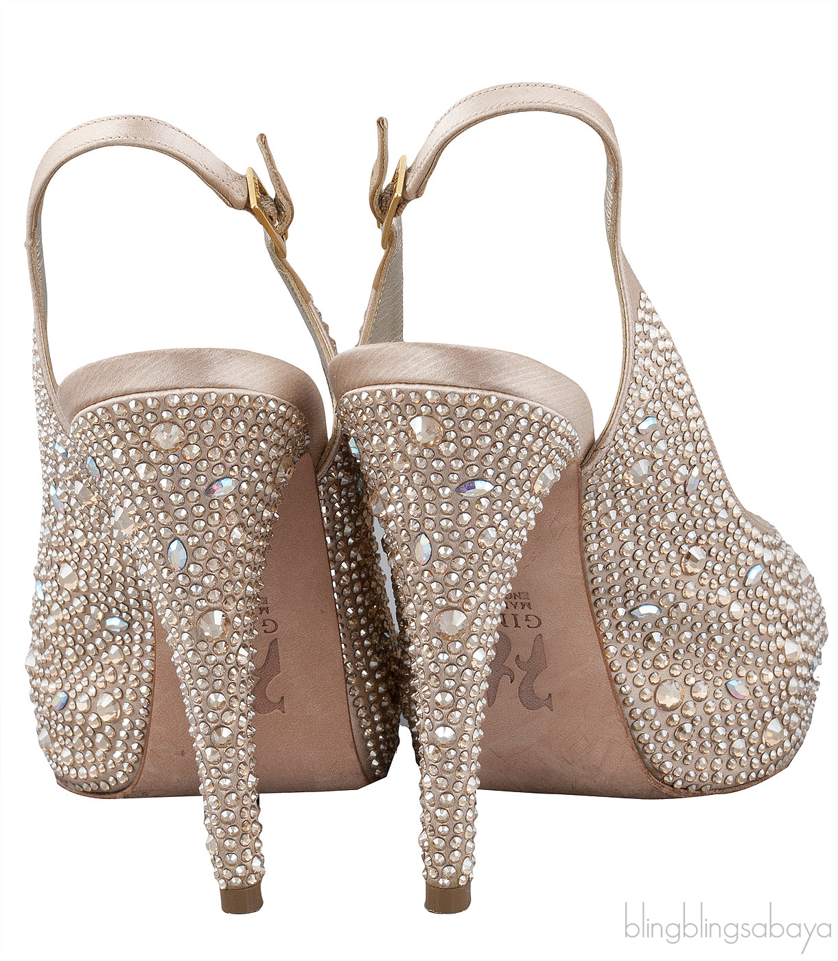 Gold Crystal Platform Heels