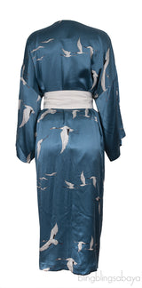 Bird Print Blue Kimono