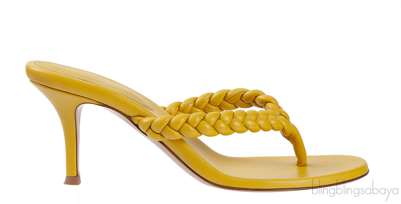 Yellow Woven Strap Thong Sandals