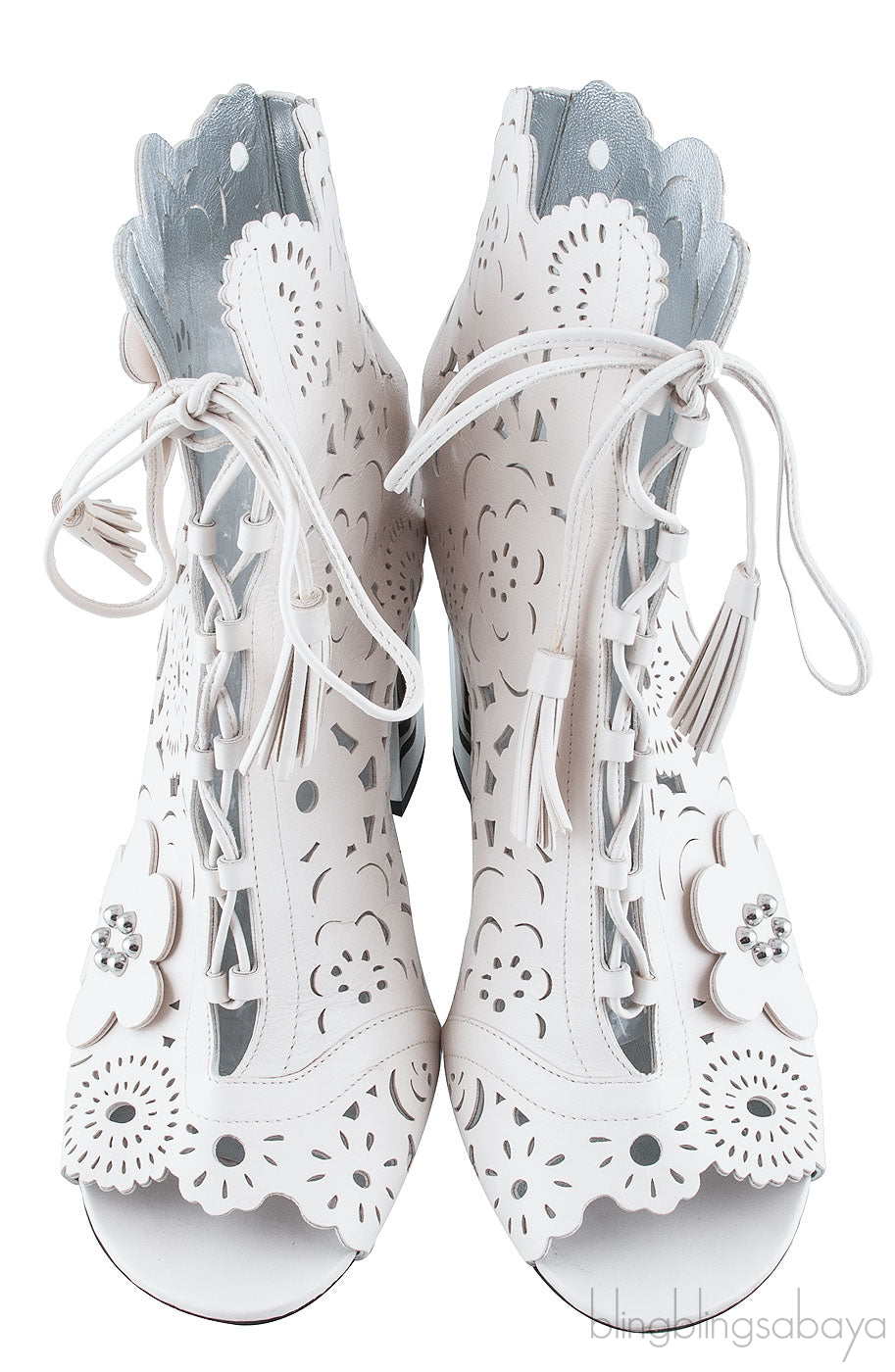 White Floral Laser Cut Heels