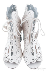 White Floral Laser Cut Heels