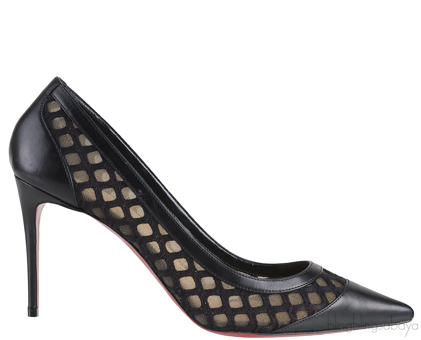 Black Cut-out Mesh Pointed Toe
