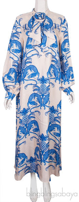 Ruffled Printed Silk Satin Twill Dress