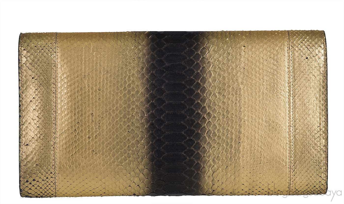 Gold & Black Python Clutch