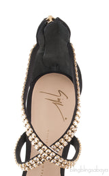 Black Crystal One Finger Sandals