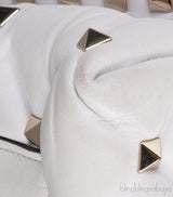 White Candystud Printed Top Handle Bag