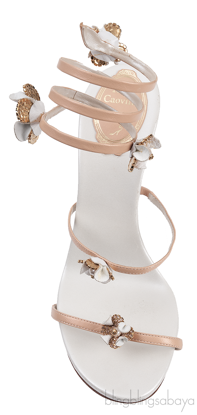 Rene Caovilla Bi-color Floral Applique Sandals