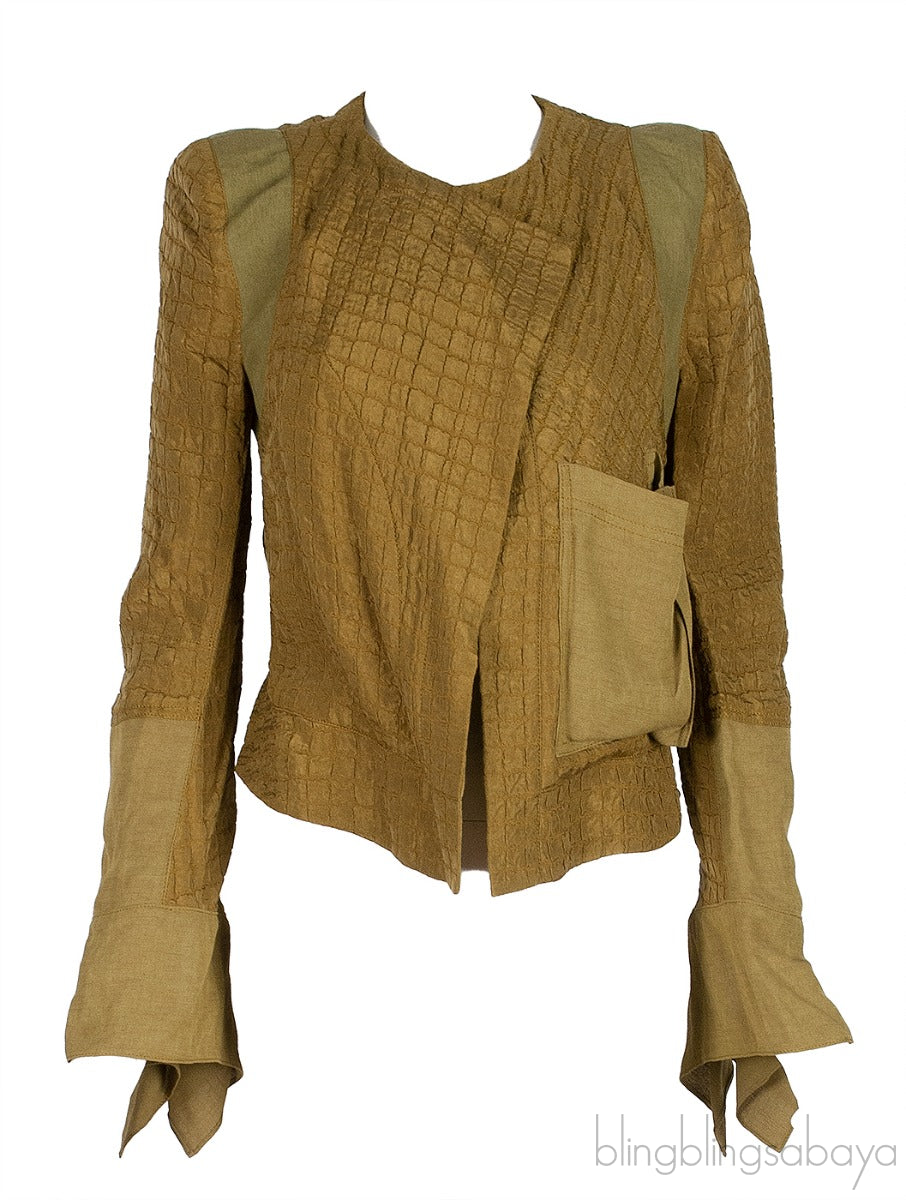 Brown Kaki Textured Blazer