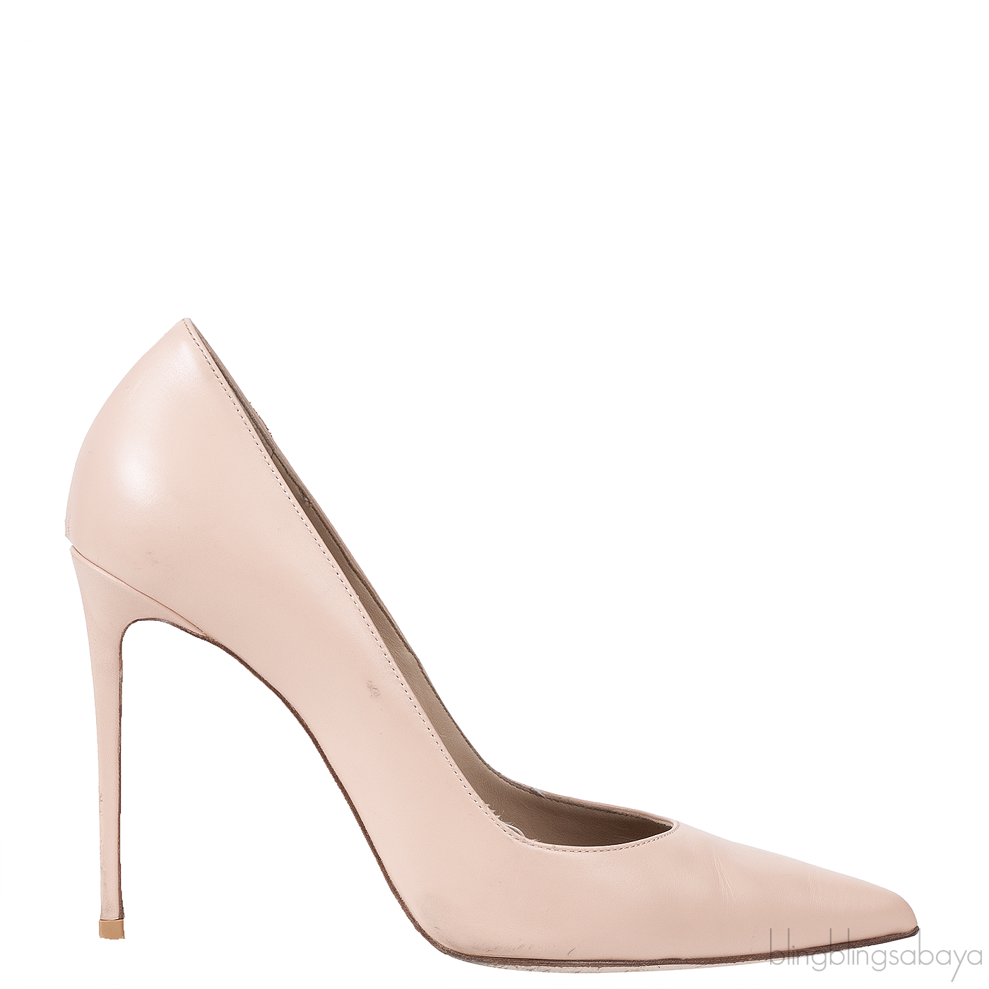 Nude Leather Pointed Toe Heels