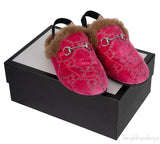 Pink Princetown GG Velvet Kids Shoes