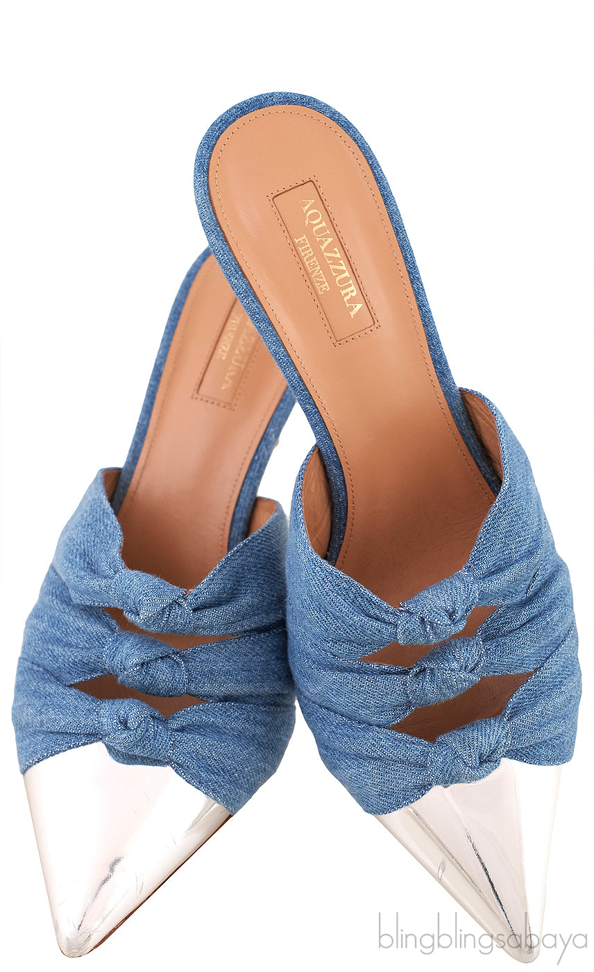 Denim Knotted Pointed Sandals