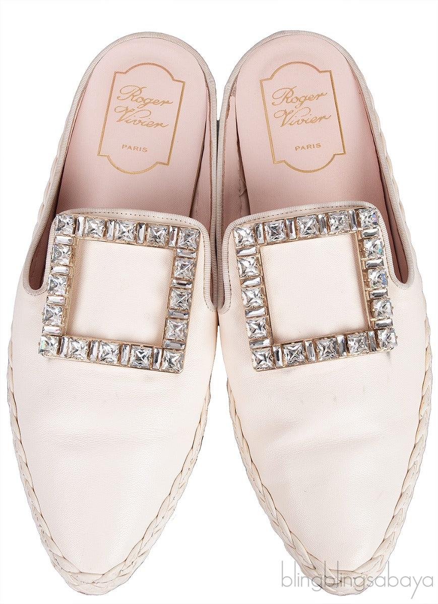 Off-white Crystal Flat Mule