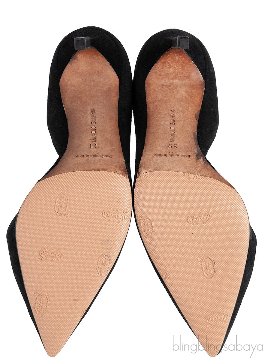 Black Suede Pointed Toe Heels