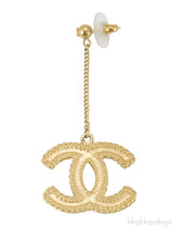 Gold Chain CC Drop Earrings
