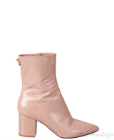 Nude Pointed Toe Leather Boots