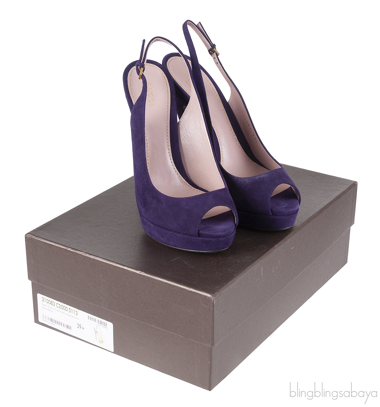 Gucci Purple Suede Slingback Peep Toe