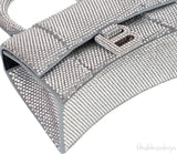 Silver Hourglass XS Rhinestone Suede Calfskin