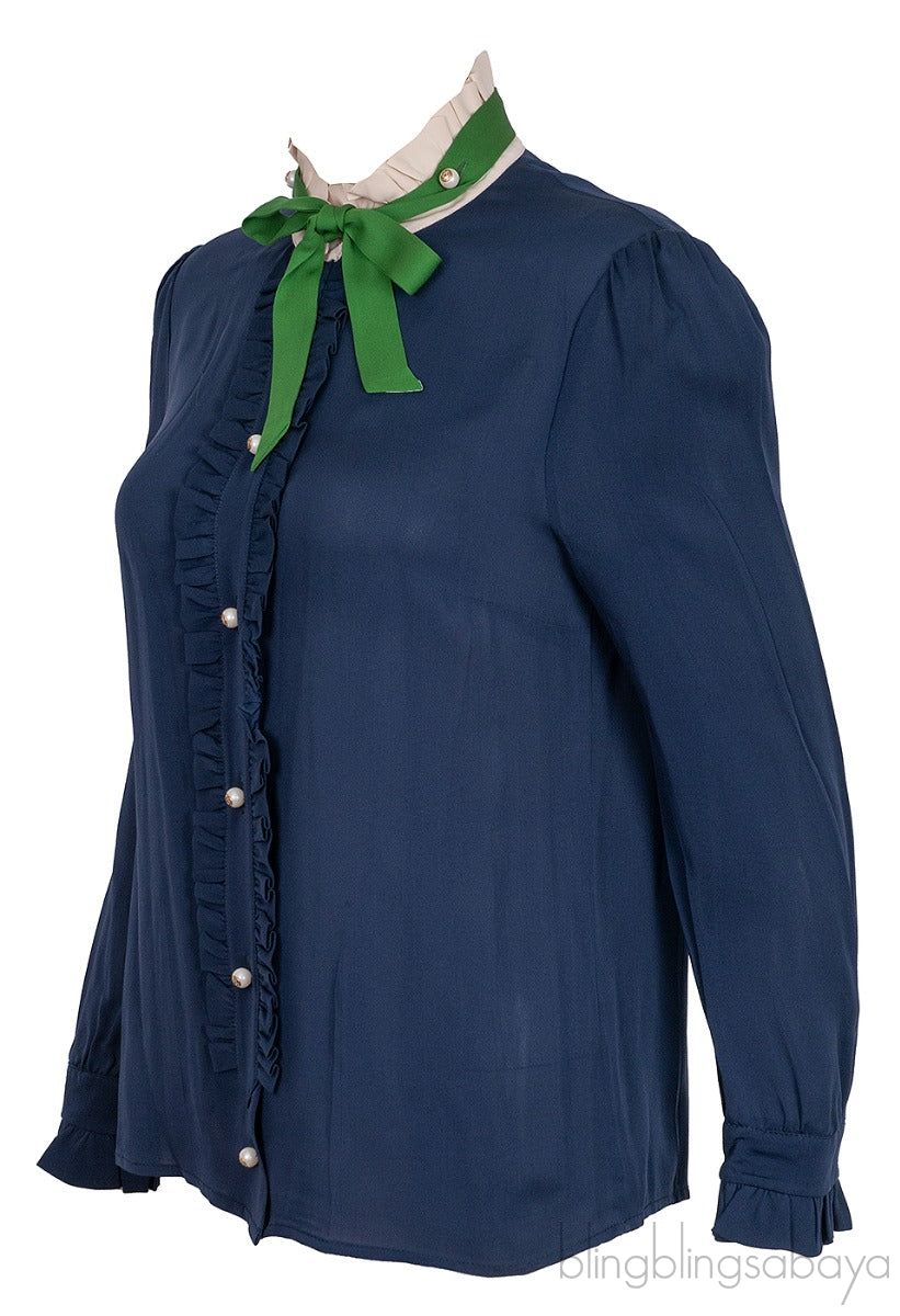Blue Contrasting Collar Shirt
