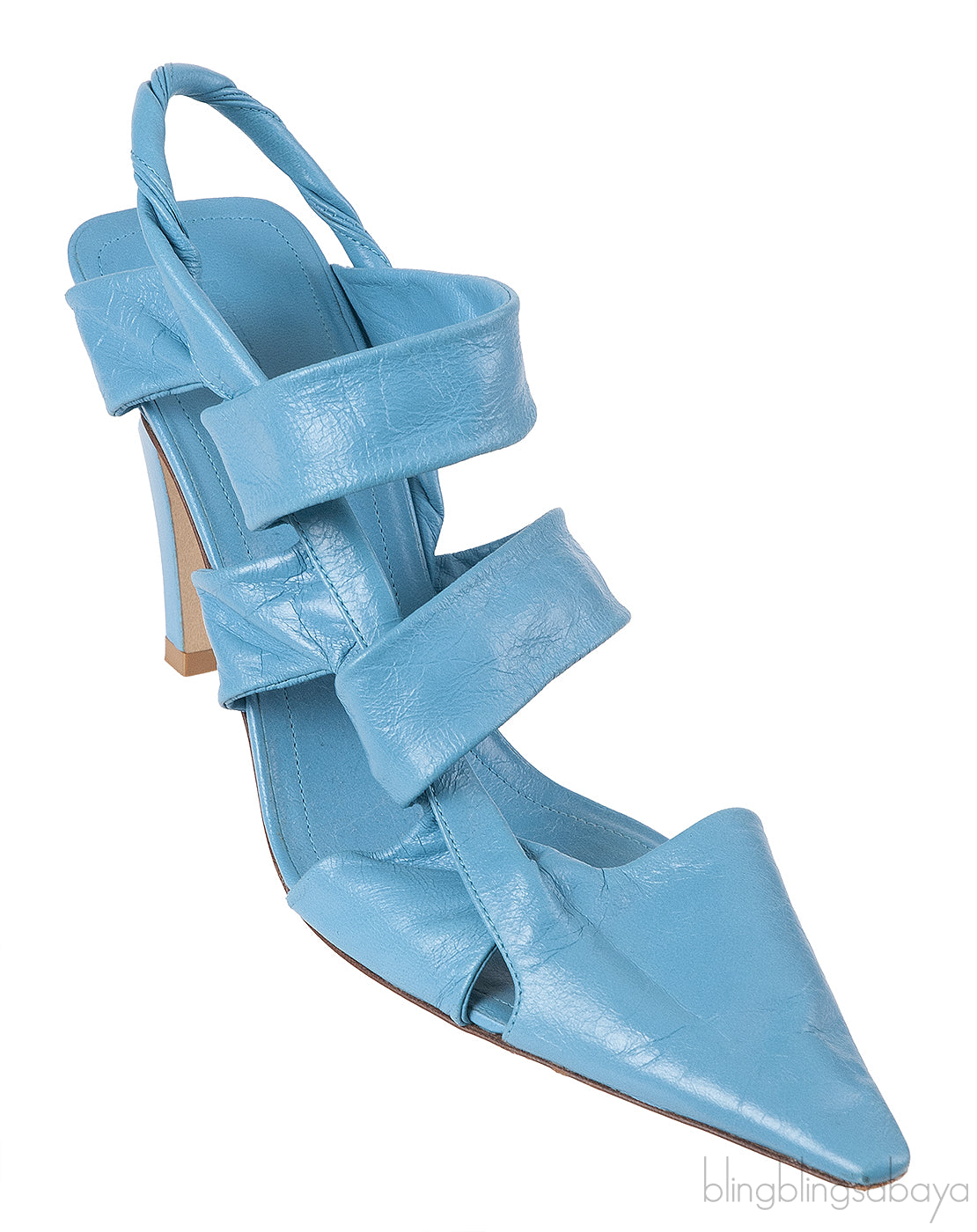 Bottega Veneta Blue Point Leather Slingback Pumps