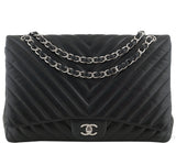 Black Chevron Maxi Flap Bag