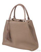 Etoupe Leather Croc Print Handle Bag