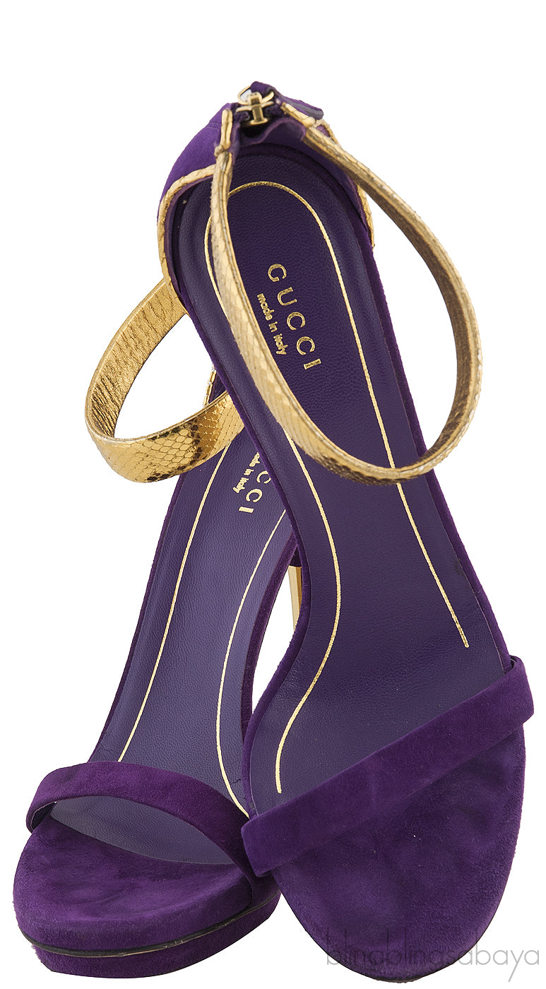 Purple Suede Gold Sandals