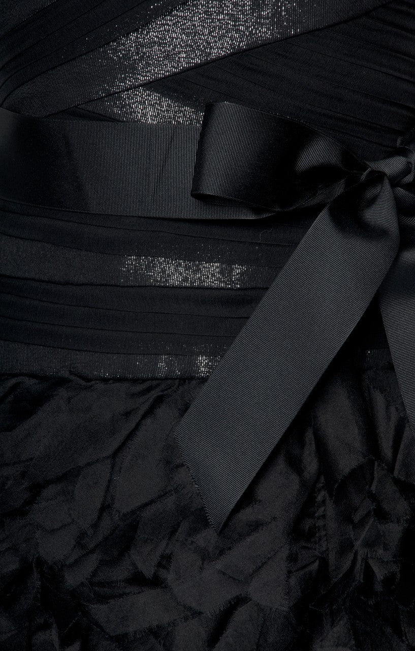 Black Silk Chiffon Strapless Dress