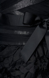Black Silk Chiffon Strapless Dress