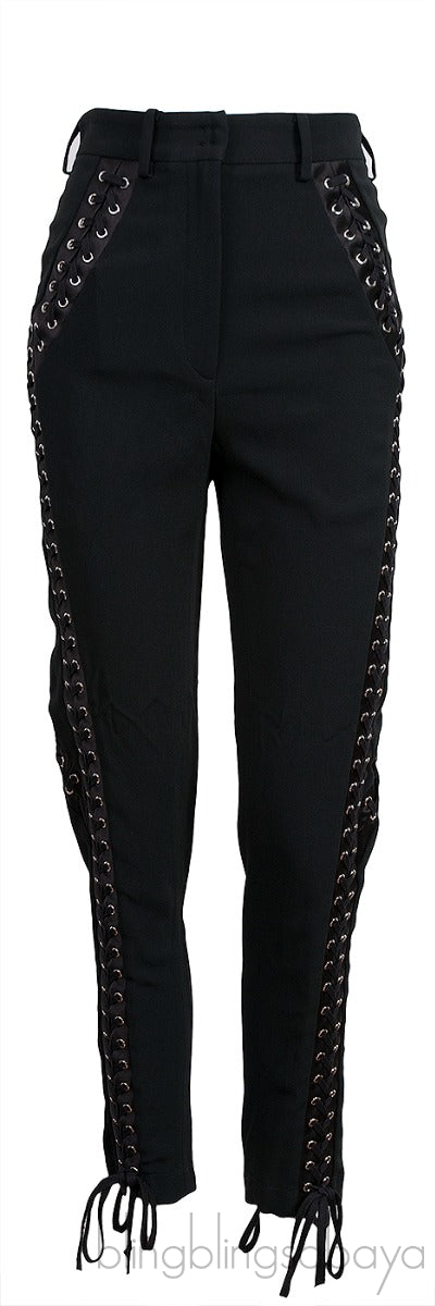Black Eyelets Embellished Trouser