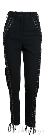 Black Eyelets Embellished Trouser