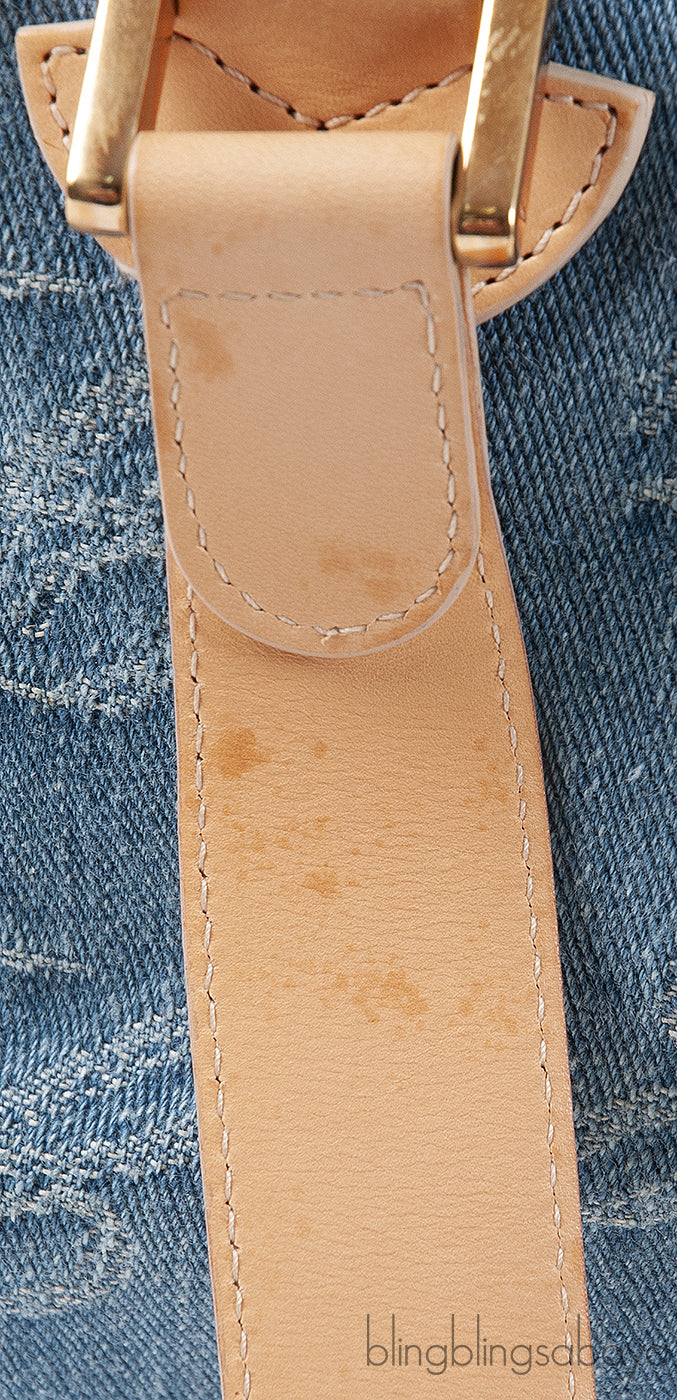 Chopard Blue Denim Distressed Logo Shoulder Bag