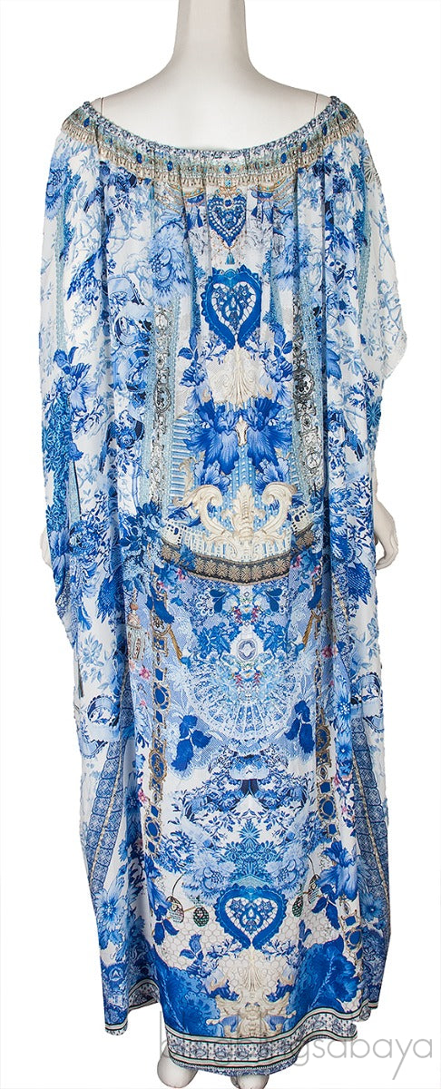 Blue Floral Print Kaftan Dress