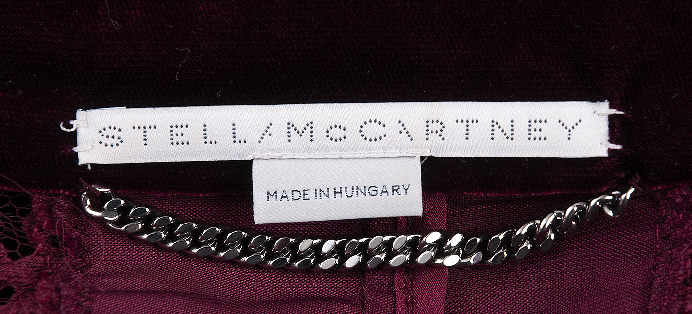 Burgundy Lace Trim Velvet Jacket & Jogger Set